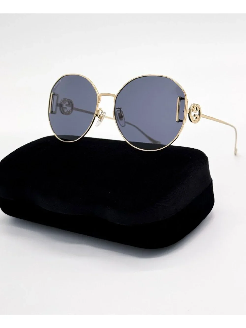 New Gucci Gold Gray Round Women Sunglasses GG1206SA 002